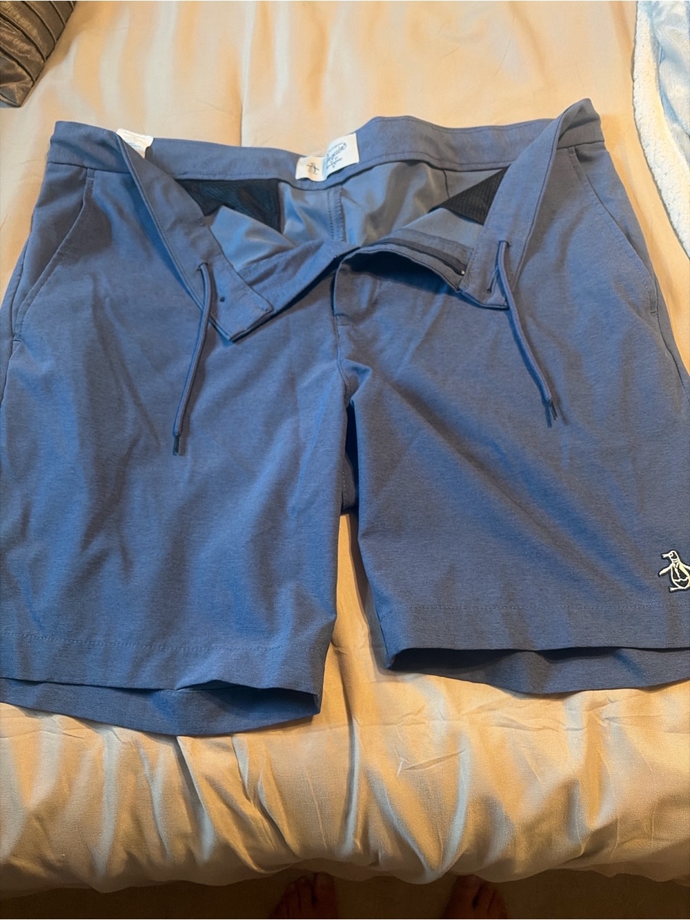Original Penguin Men's Slate Blue Athletic Drawstring Shorts